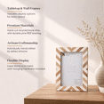 thumbnail image 2 of Handicrafts Home 4x6 Picture Frame, Brown Chevron Bone Inlay Photo Frame, Rustic Farmhouse Wall or Tabletop Picture Frame for Home Wall Decor, 2 of 7
