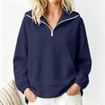 thumbnail image 6 of TARIENDY Quarter Zip Sweatshirt Women Solid Color Long Sleeve Pullover Sweatshirts with Pocket Fashion Fall Casual Tops Blue XL, 6 of 9