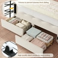 thumbnail image 3 of Homfa Full Size LED Bed Frame with 2 Drawers, Velvet Upholstered Platform Bed Frame with Adjustable Petal Headboard for Bedroom, Beige, 3 of 7