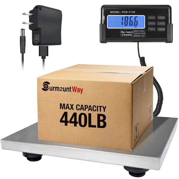 Large 440lbs Shipping Scale, 15"X 12" Platform Heavy Duty Stainless Steel Platform for Postal Industrial Floor Business Office Home Warehouse Package