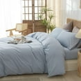 thumbnail image 4 of Washed Cotton Duvet Cover Set Linen Feel Natural Wrinkle Lightweight Comfy (King  Linen), 4 of 5