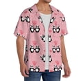 thumbnail image 2 of Uemuo Valentine'S Day Panda Pattern Cotton Linen Short Sleeve Shirts,Casual Lightweight Button Down Shirts,Vacation Beach Summer Tops-Large, 2 of 7