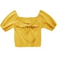 thumbnail image 1 of Sonducket Camisa de punto Bowknot Camiseta de color sólido Manga corta Top fino de verano Prendas para la parte del cuerpo Amarillo, 1 of 6