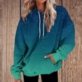 thumbnail image 2 of XPMWRP Women's Gradient Color Drawstring Hoodies Sweatshirt Long Sleeve Winter Warm Loose Comfortable Pullover with Pockets Green M, 2 of 5