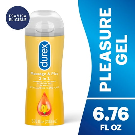 Durex Massage & Play 2 in 1 Water Based Massage Gel and Personal Lubricant, Ylang Ylang, 6.76 fl oz