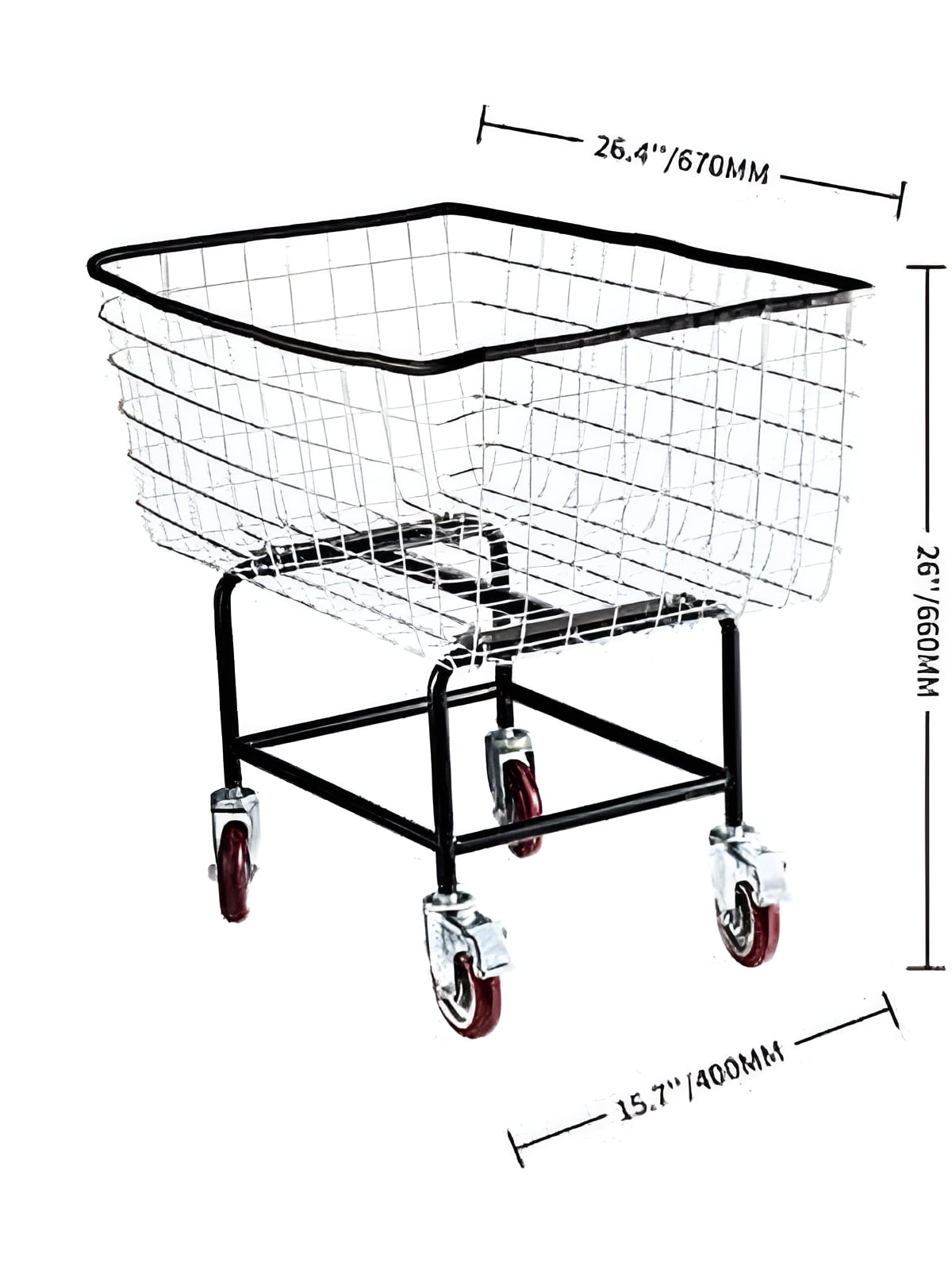 VEVOR Wire Laundry Cart Wire Laundry Basket 4.5 Bushel Heavy Duty w/ 5'' Wheels