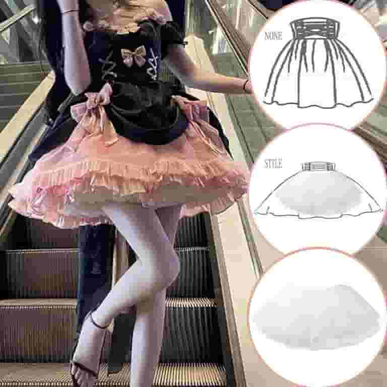 KDFJPTH Women Petticoat 2 Adjustable Hoop Skirt Lace Short KDFJPTH Women Petticoat 2 Adjustable Hoop Skirt Lace Short