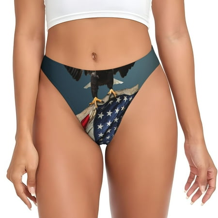 Qokaie American Flag Printed Women s Cotton Thong Underwear  Sexy Breathable Panties G-string-XX-Large