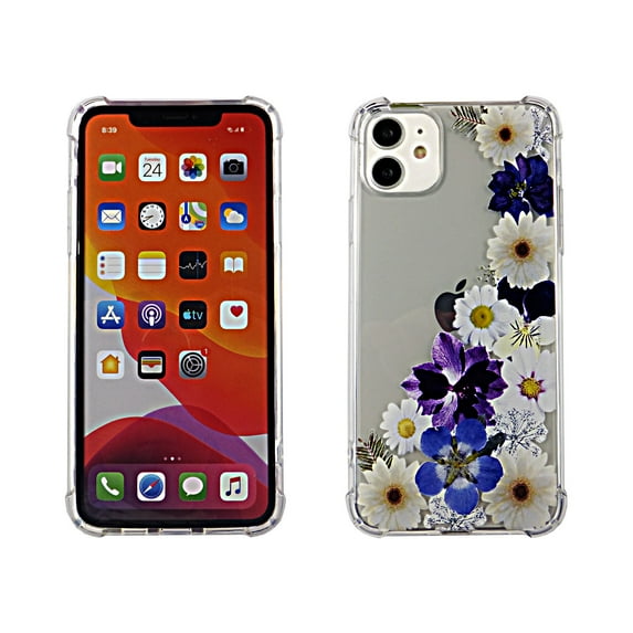 Purple Flower For iPhone 11 PRO Case TPU Clear Soft & Flexible Ultra-Thin Shockproof Anti-Scratch Transparent Bumper Slim Lightweight Protective Cover for iPhone 11 PRO 5.8 Inch 2019 Women Girls