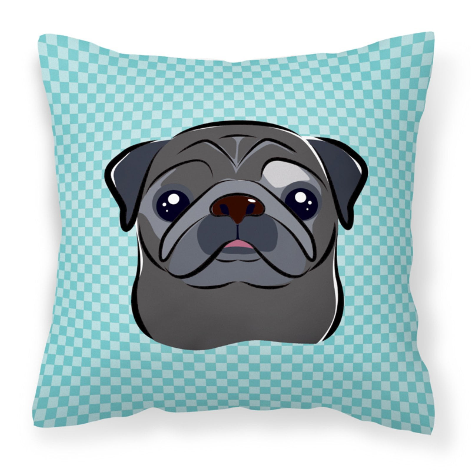 Carolines Treasures Checkerboard Blue Black Pug Square ...