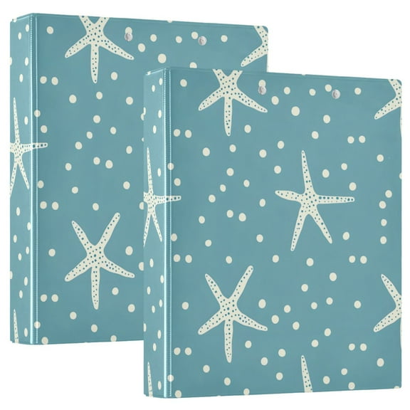 ALAZA Starfish Polka Dot Hardcover 3 Ring Binder 1.5" Round Rings Interior Pockets Binders Organizer 2 Pack