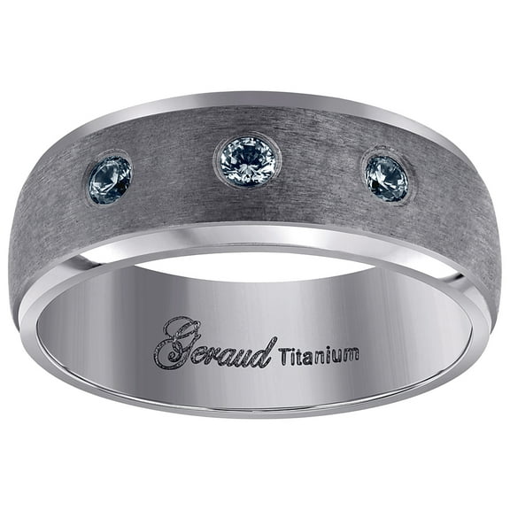 Titanium Mens Cubic Zirconia Cubic Zirconia Brushed Ridged Edge Comfort-Fit Wedding Band 8mm Size 13 Wedding Band for Me