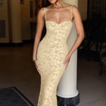 thumbnail image 4 of EASYBRAUS Lace Spaghetti Strap Maxi Dress Women Backless Bodycon Summer Sexy Party Dress, 4 of 7