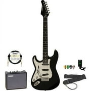 Sawtooth ET Series Left-Handed Electric Guitar with Sawtooth 10 Watt Amp and ChromaCast Accessory Bundle, Candy Apple Red with Pearl White Pickguard