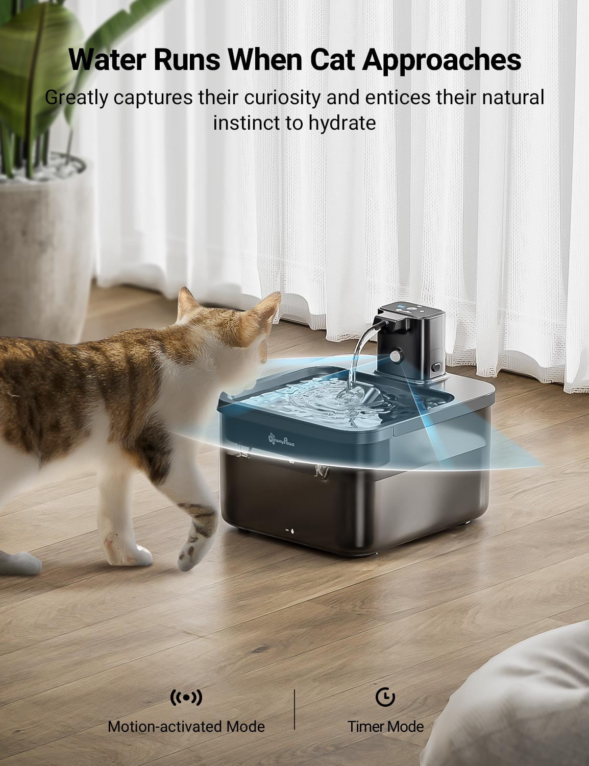 DownyPaws Wireless Cat Water Fountain Black