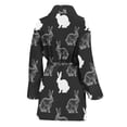 thumbnail image 2 of Black And White Rabbit Pattern Women Bathrobe One Size Univeral Fits, Rabbit Fashion Lightweight Plush Fleece Long Robe For Women, 2 of 3