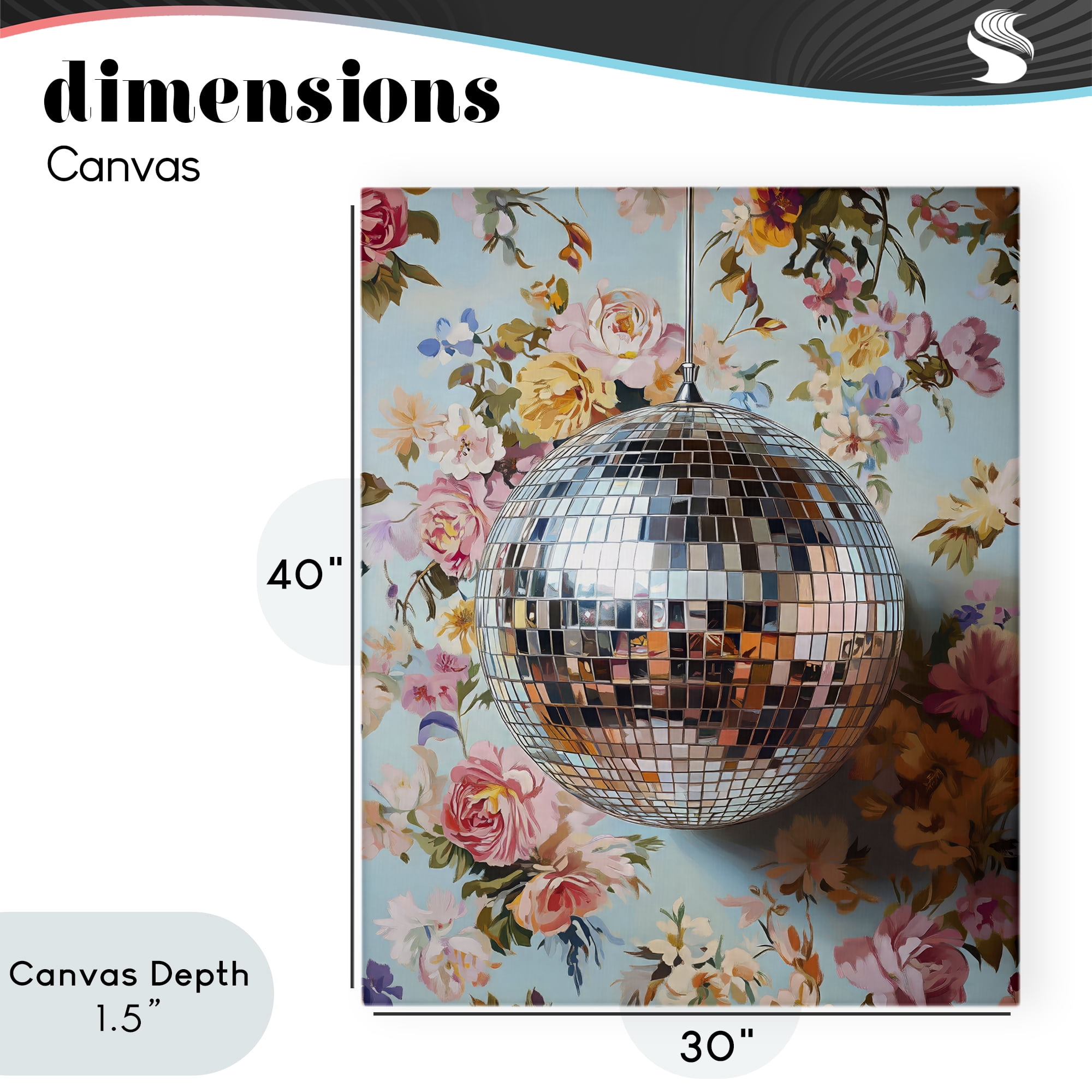 Stupell Industries Floral Disco Ball Reflection Canvas Wall Art, design by LSR Design Studio