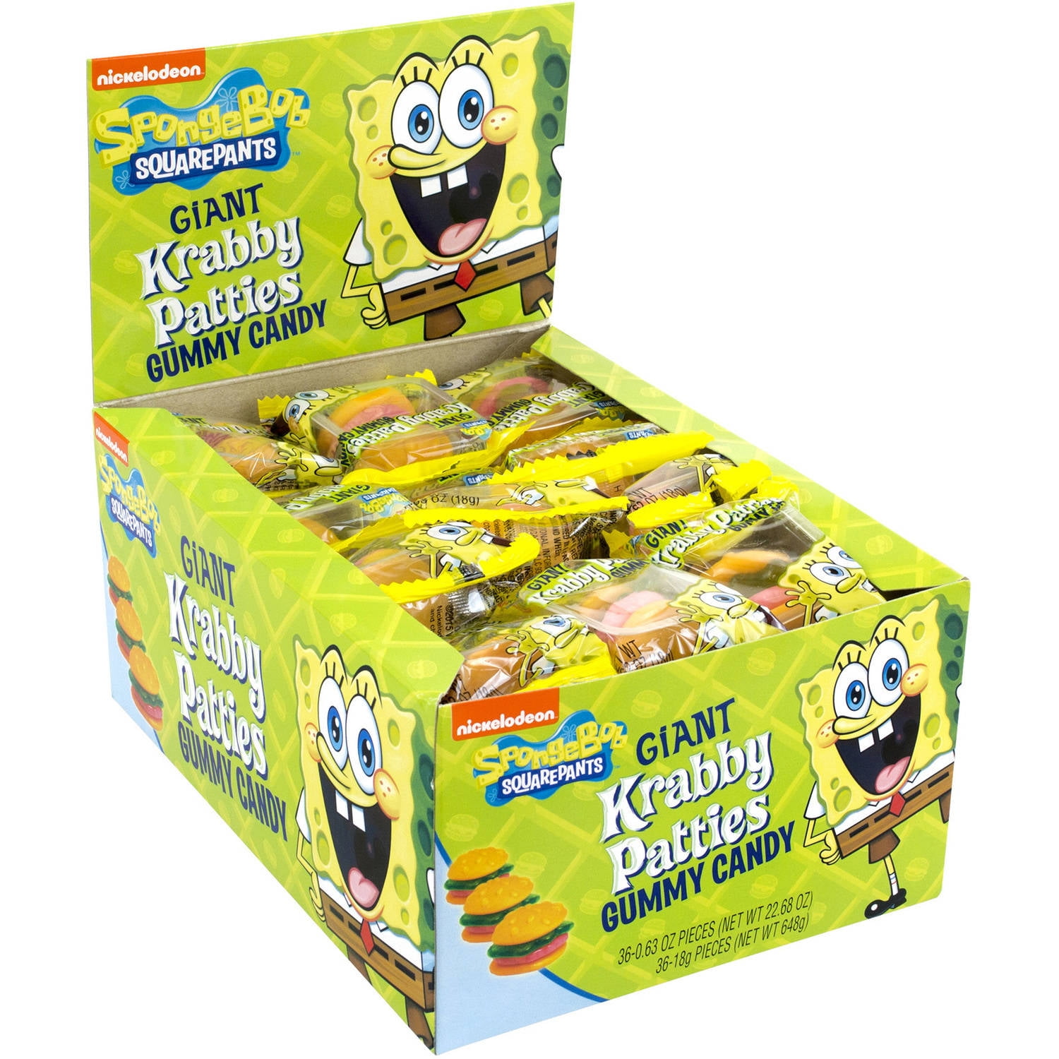 Spongebob Squarepants, Giant Krabby Patties Gummy Candy, 0.63 Oz, 30 Ct
