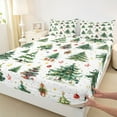 thumbnail image 3 of Homewish Xmas Tree 4 Pieces Queen Sheet Sets for Kids Children Teens,Merry Christmas Ultra Soft Flat Sheet,Happy New Year Queen Fitted Sheet,Breathable Home Decor, 3 of 7