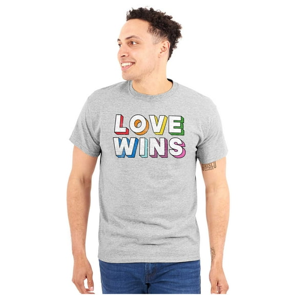 Inspirational Love Wins Rainbow Plus Size Crewneck Graphic Tee Shirt Brisco Brands 4X