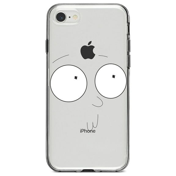 DistinctInk Clear Shockproof Hybrid Case for iPhone 7 8 SE (2020 Model) 4.7" Screen TPU Bumper Acrylic Back Tempered Glass Screen Protector - "Awh Jeez" Face