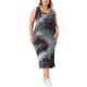 thumbnail image 2 of Vestido de verano sin mangas para mujer de talla grande Agnes Orinda, con diseño de teñido anudado, abertura lateral, escote en V, estilo casual midi, talla 3X, color gris azul., 2 of 5