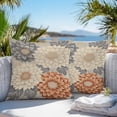 thumbnail image 5 of Waterproof Throw Pillow Covers Set of 2, 16x16 Inch Vintage Spring Floral Decorative Pillowcases Outdoor Pillow Slip Cushion Covers Set for Couch Tent Orange Grey Watercolor Flower, 5 of 7