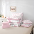 thumbnail image 6 of Manfei Cute Bowknot Bedding Twin Size,Ribbon Bow Comforter Sets with Sheets,Pink White Bedding Sets Twin Size For Girls,Super Cozy Bedroom Decor Reversible,7pcs, 6 of 9