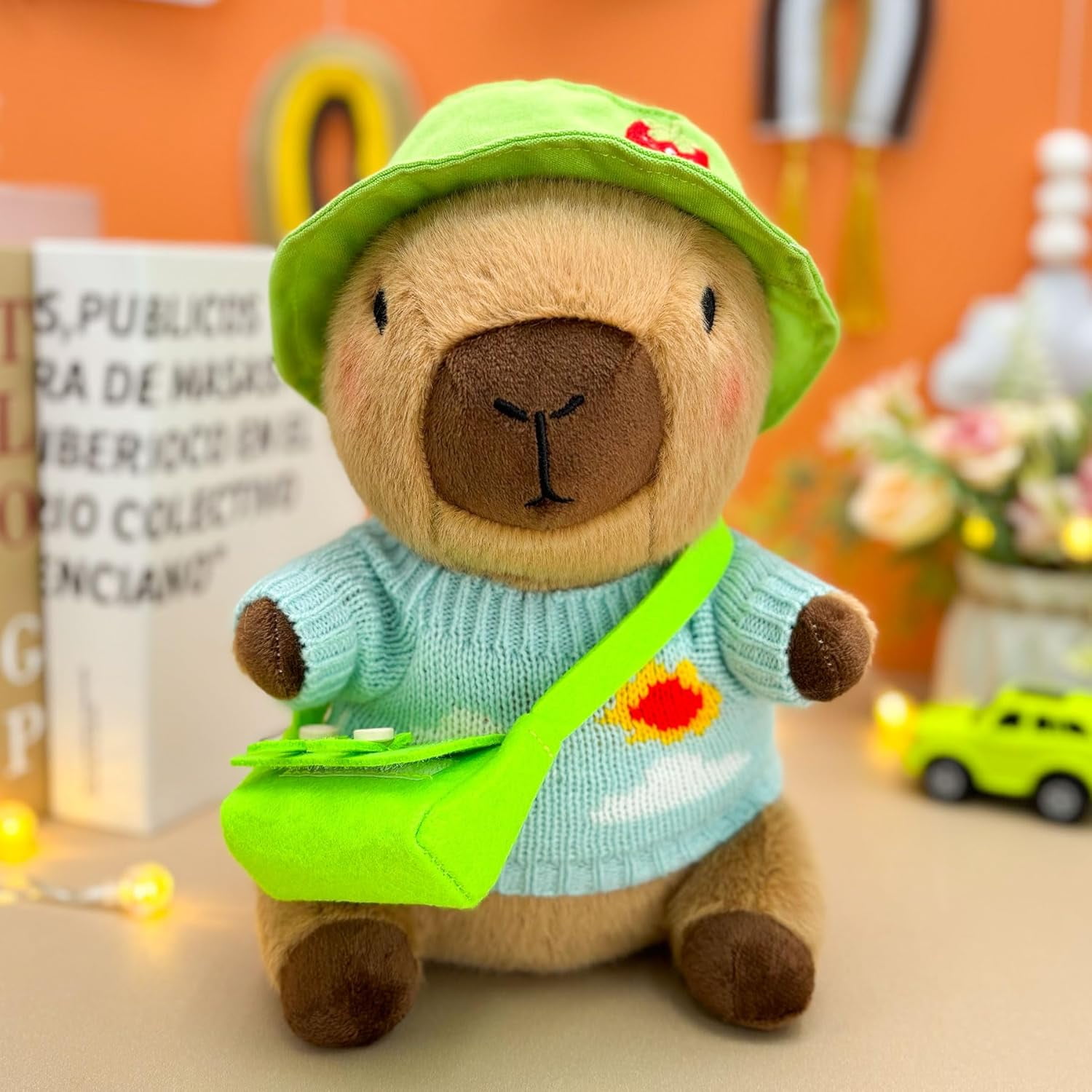 Capybara Plush with 9 pcs Clothes & Accessories, 10.2 in Cute Capybara Stuffed Animal Plush Toys, Dress Up Cute Plushies for Girls/Boys