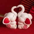 thumbnail image 4 of deevoka Wedding Couples Elephant Statues Sculptures for Valentines Entry Cabinet, 4 of 9