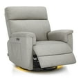 thumbnail image 3 of MCombo 23.3'' Wide Seat Power Swivel Glider Recliner Chair with Adjustable Headrest, Nightlight for Nursery Living Room Bedroom, Fabric (Mist Grey), 3 of 10