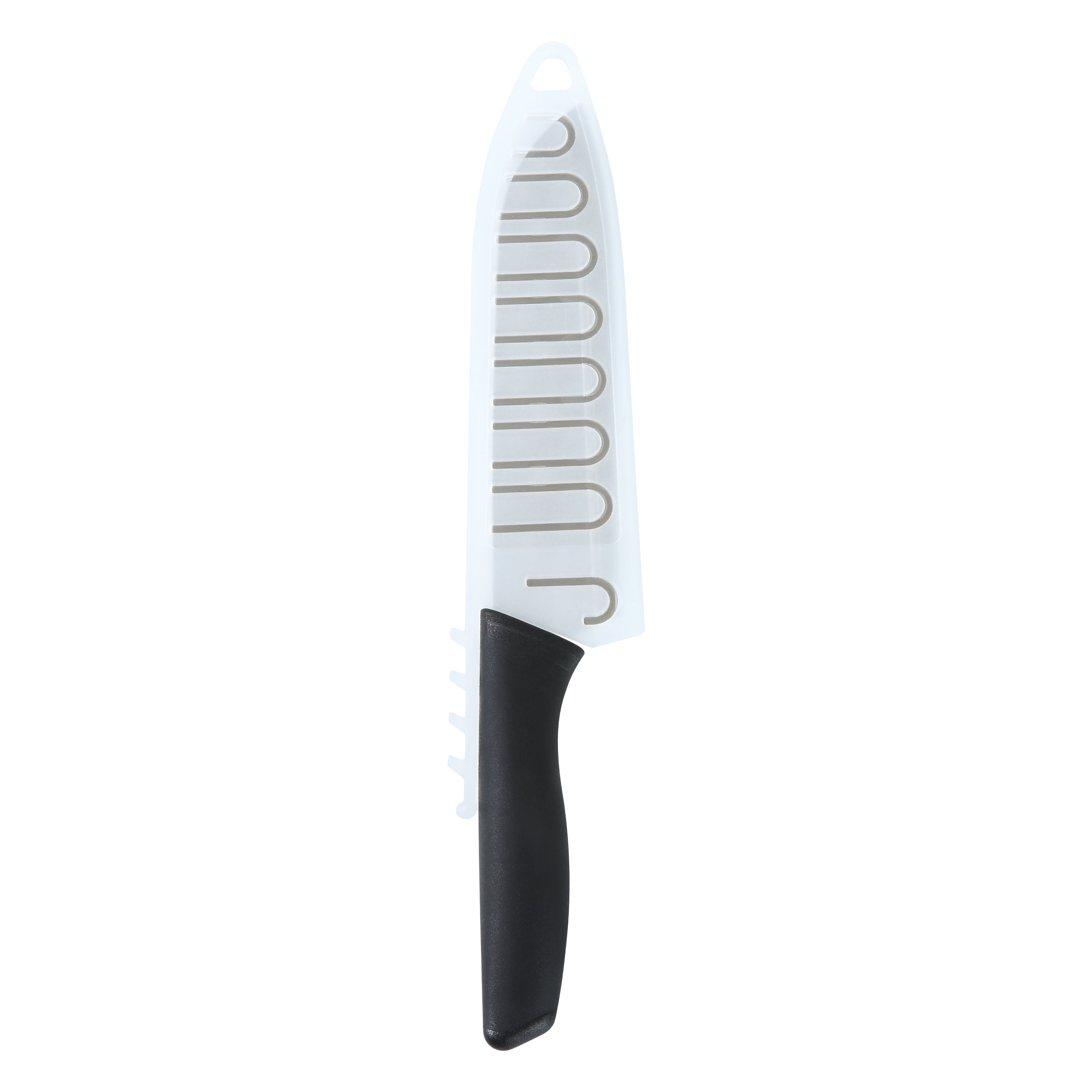 Mainstays 5" Stainless Steel Santoku Kitchen Knife Black with Sheath