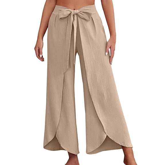EDFBUYKRS Female Women Pants Casual Womens Fall Pants 2026 Petite Womens Wide Leg Pants Flowy Summer Business Work Casual Beach Palazzo Pants L
