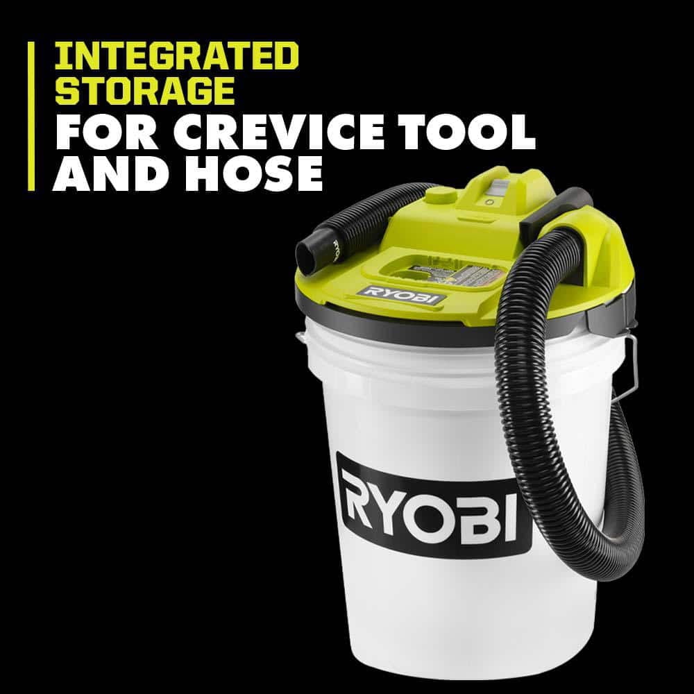 ONE+ 18V Cordless 5 Gal. Bucket Top Wet/Dry Vacuum (Tool Only) with 1/4 in. Hose and Crevice Tool