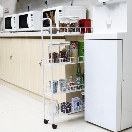 Augienb Mobile Shelving Unit Slim Slide Out Storage Tower Pull Out
