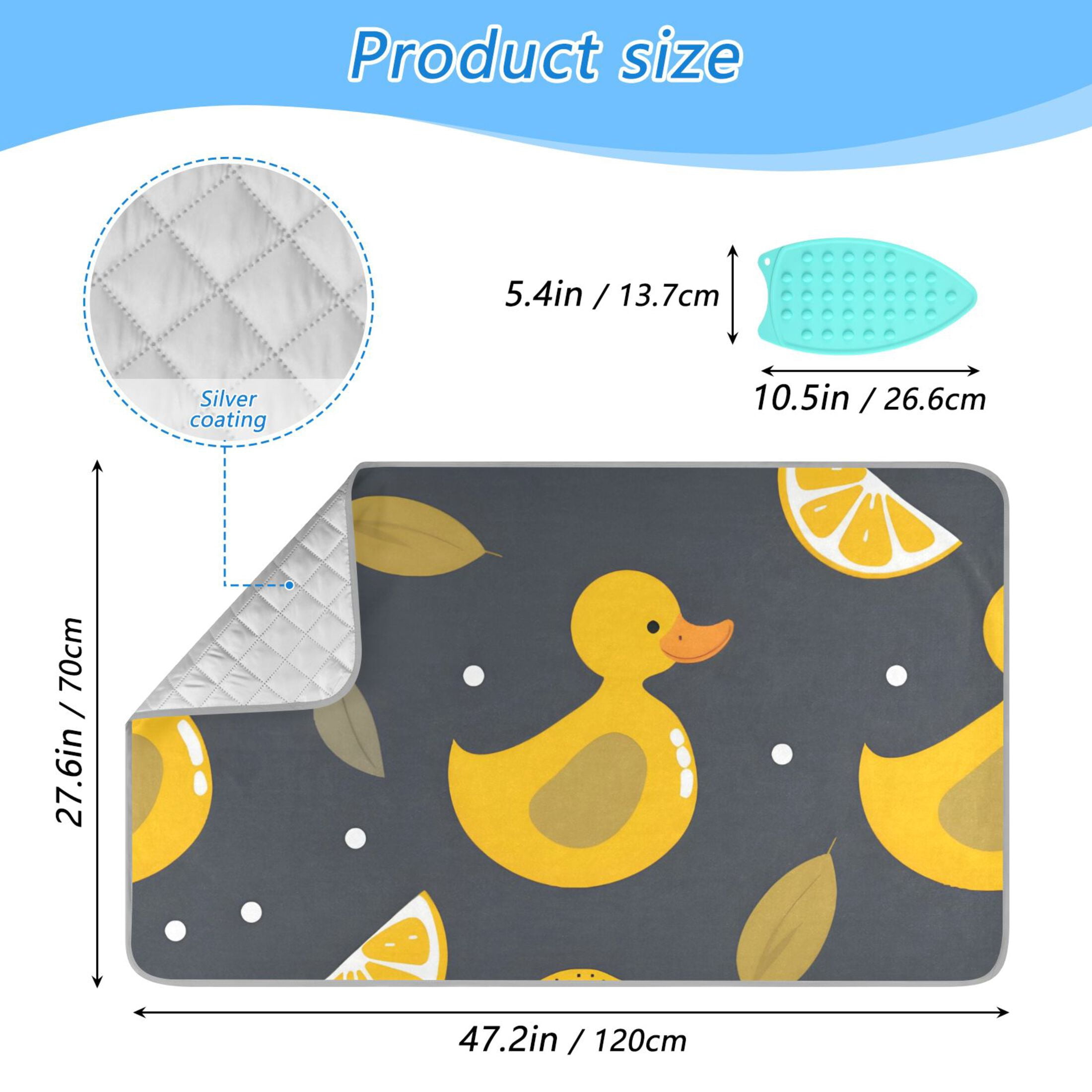 Yellow Duck Leaf Lemon Ironing Mat Blanket Portable Travel Ironing Pad Heat Resistant Pad 47.2" x 27.6”