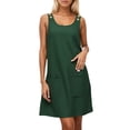 thumbnail image 1 of Vestido sin mangas con bolsillos para mujer - Silueta A informal, cuello redondo, tallas S-XXL, 1 of 4