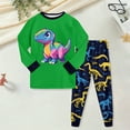 thumbnail image 2 of Girls and Boys Pajama Set Long Sleeve Kids Casual Cute Pattern Sets Kids Sleepwear 6-12 Months 12-24 Months 2T 3T 4T 5T 6T 7T Children Green,5-6 Years, 2 of 5