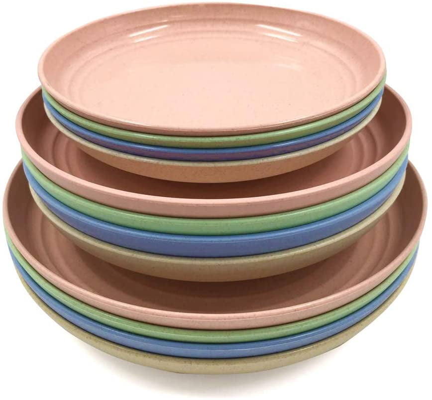 Crday 12 Pack New Wheat Straw Plates Set Unbreakable Lightweight Crday 12 Pack New Wheat Straw Plates Set Unbreakable Lightweight
