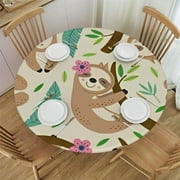 HAOXIT Sloth Cute Table Cloth Round Table Cover 31-35