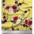 thumbnail image 1 of Soimoi Yellow Moss Georgette Fabric Ranunculus & Penoy Floral Print Fabric Prints By the Yard 44 Inch Wide, 1 of 3