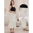 thumbnail image 2 of DARING DIVA Women's Silk Satin Polka Dot Midi Skirt with Design Small Light Apricot, 2 of 6