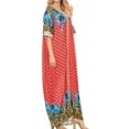 thumbnail image 4 of Sakkas Sabra Womens Long Casual Cover-up Tunic Kaftan V neck Dress - 1917-Fuchsia - XL, 4 of 5