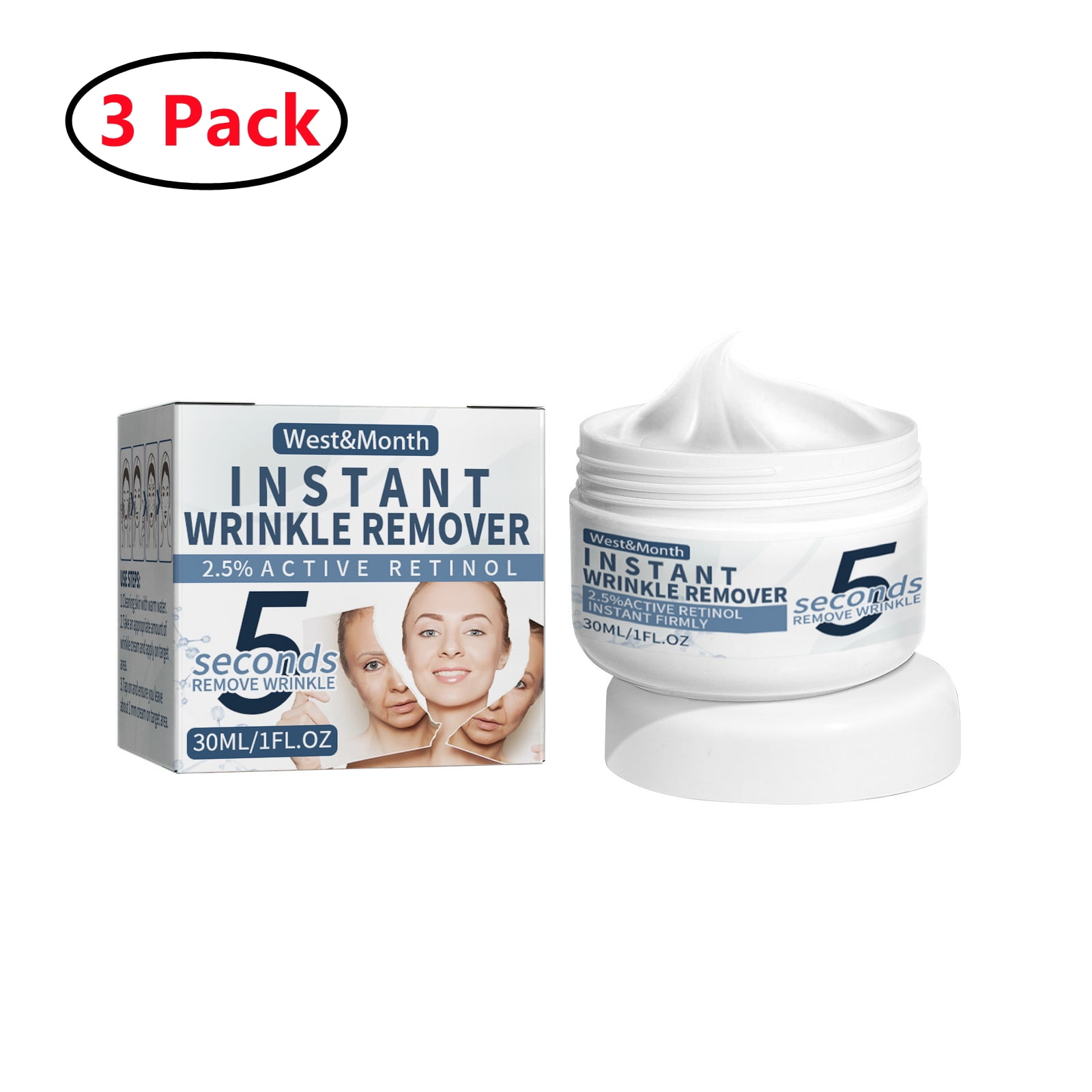 3 Pack Retinol Cream for Face, Retinol Serum Double Chin Reducer Skin