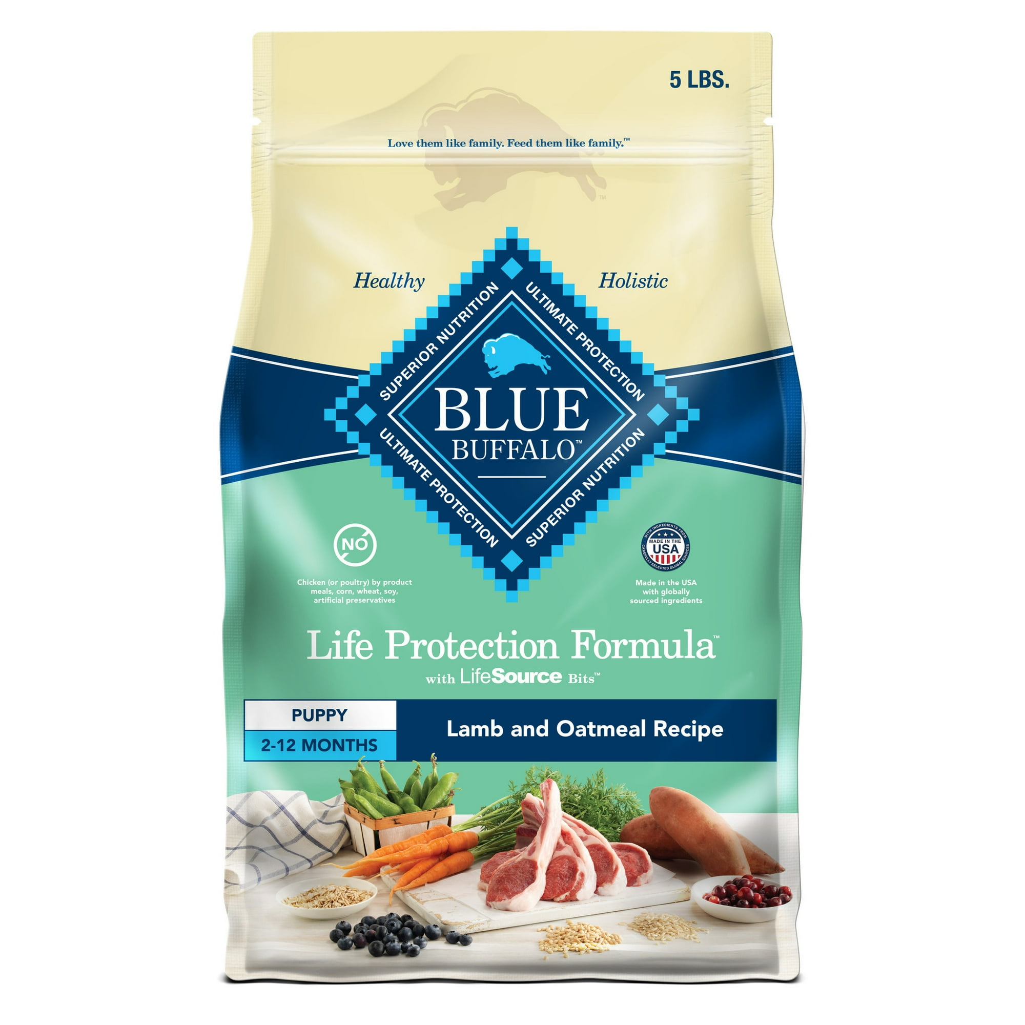 Blue Buffalo Life Protection Formula Puppy Dry Dog Food Lamb & Oatmeal 5lb Bag