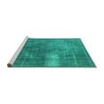 thumbnail image 2 of Ahgly Company Machine Washable Indoor Square Oriental Turquoise Blue Industrial Area Rugs, 6' Square, 2 of 4
