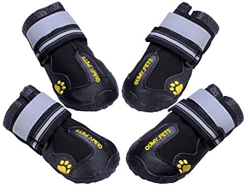 GLE2016 Dog Shoes Waterproof Dog Snow Boots for Medium Large Dogs with Reflective Rugged Anti-Slip Sole 4PCS 