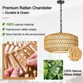 thumbnail image 4 of Candelabro Farmhouse Lynnoland de ratán de 5 luces, 51 cm, 4 of 9