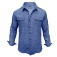thumbnail image 7 of Western Shirts for Mens Cowboy Shirt Linen Short Sleeve Button Down Shirt Casual Work Shirts with Double Pocket Blue, 7 of 7