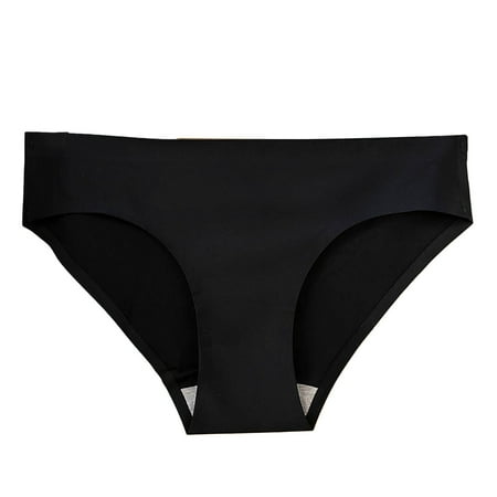 

PERZOE Women Briefs Mid-rise High Elastic Smooth Hip Lifting Women Briefs Simple Ice Silk Seamless Panties